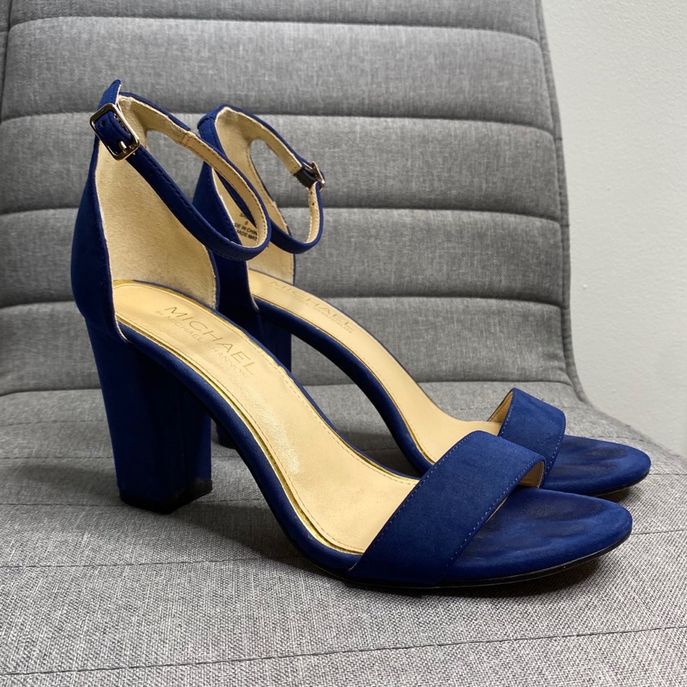 Navy Block Heeled Sandals | Michael Shannon